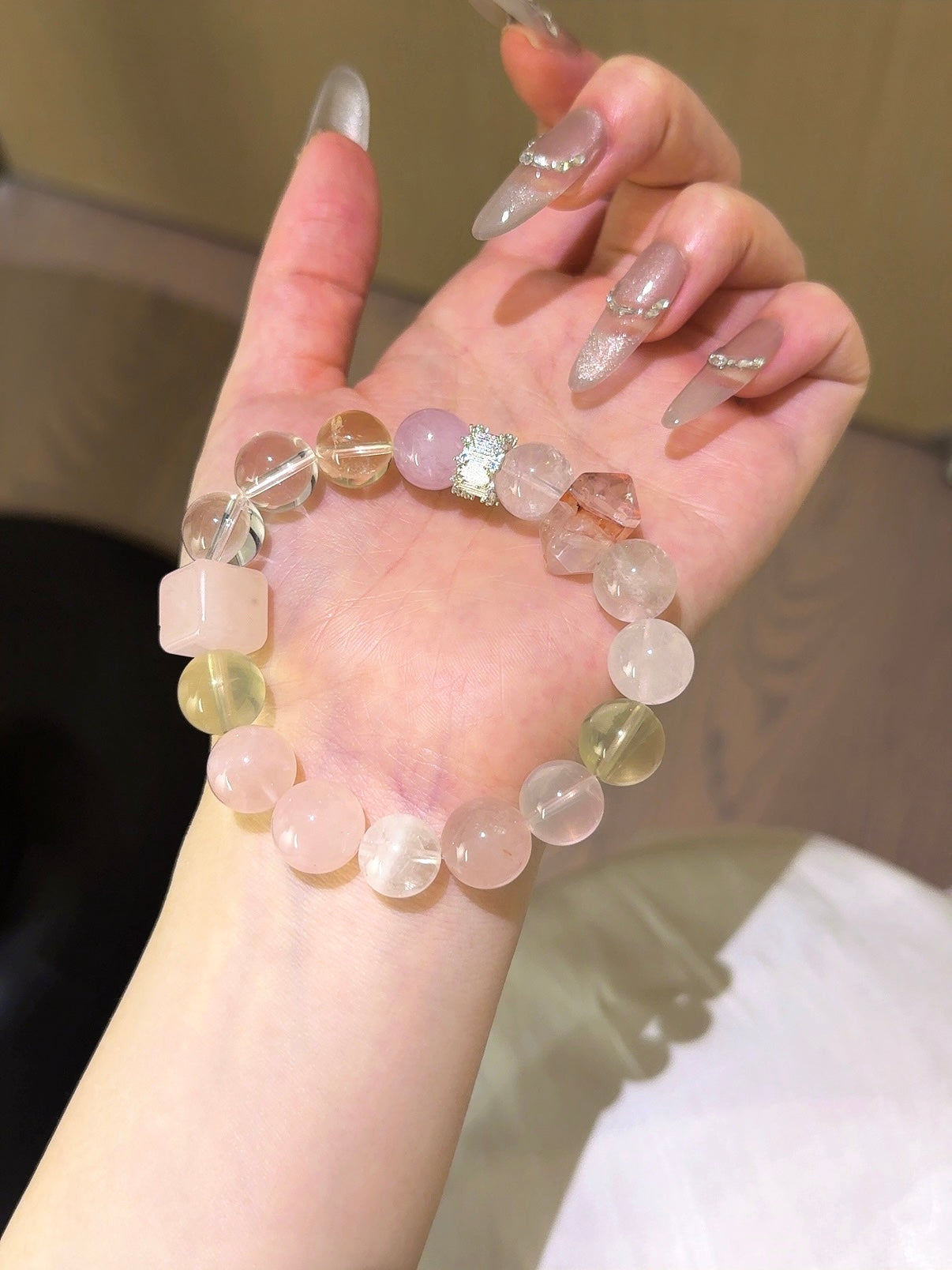 ▫️▪️ Pink crystal multi-treasure double-pointed bracelet